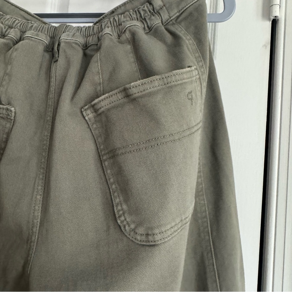 Pilcro Breaker Wide Leg Cotton Pants Olive Green Elastic Waist - Size Small - Picture 4 of 7